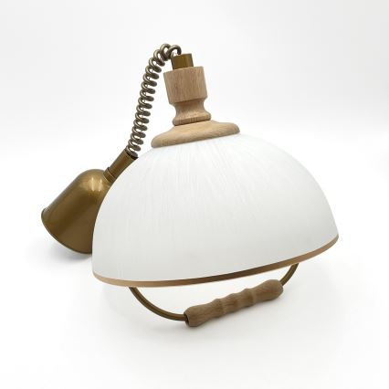 Lámpara colgante ajustable en altura RAMONA 1xE27/60W/230V marrón/blanco/roble