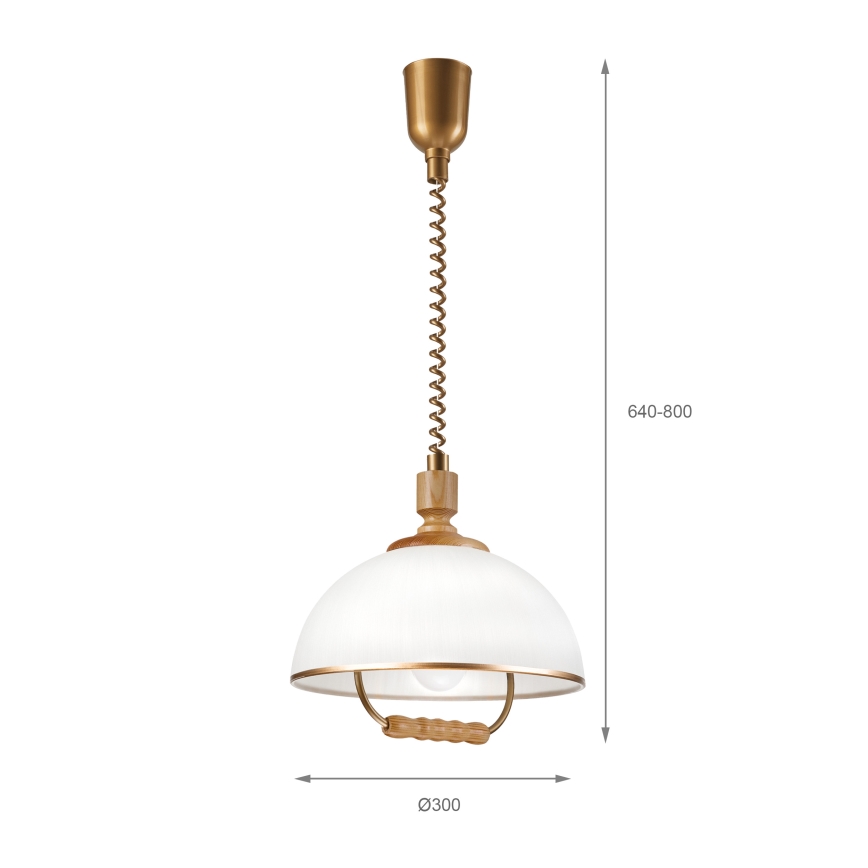 Lámpara colgante ajustable en altura RAMONA 1xE27/60W/230V marrón/blanco/roble