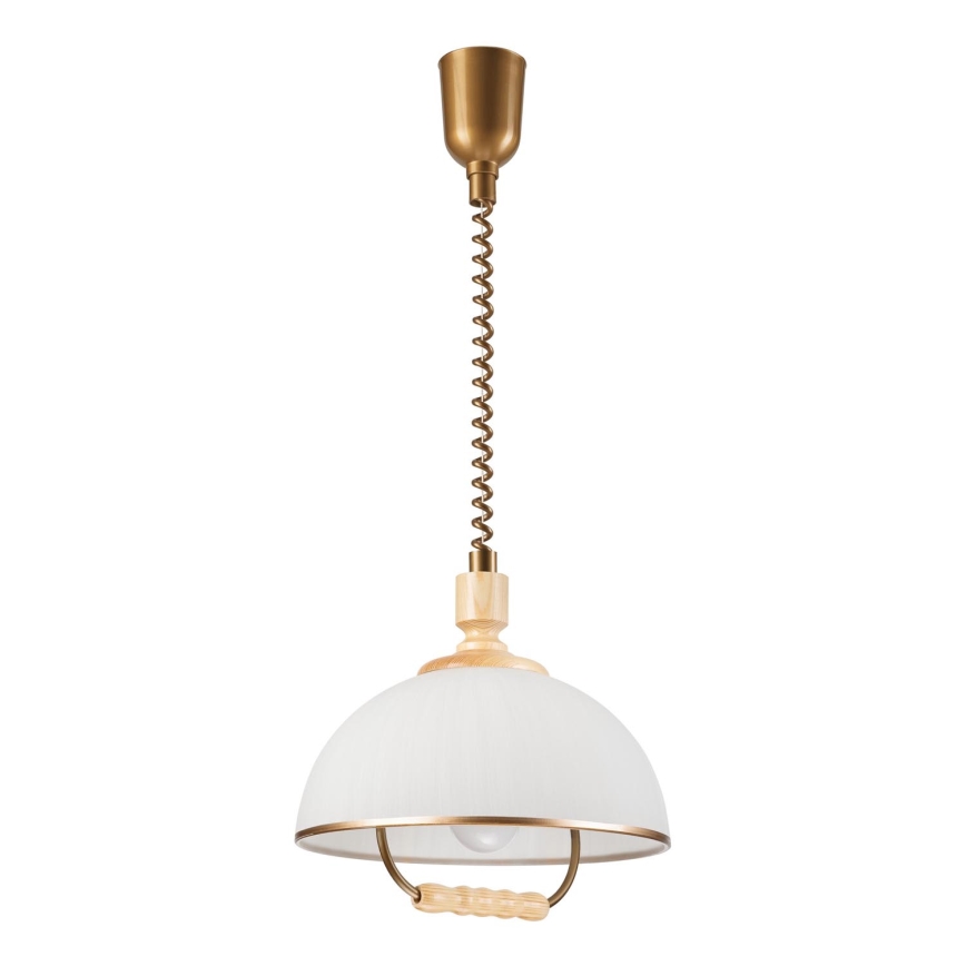 Lámpara colgante ajustable RAMONA 1xE27/60W/230V beige/marrón claro/pino
