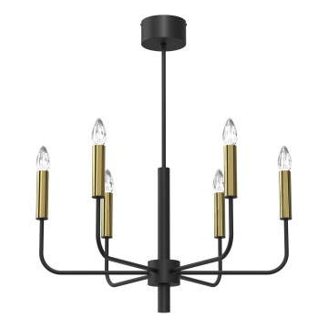 Lámpara colgante AKASYA 6xE14/15W/230V negro/dorado