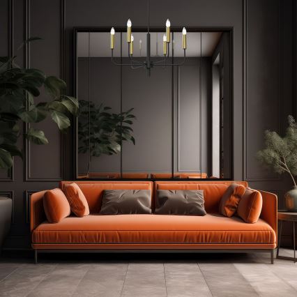 Lámpara colgante AKASYA 6xE14/15W/230V negro/dorado