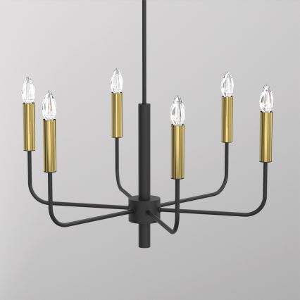 Lámpara colgante AKASYA 6xE14/15W/230V negro/dorado