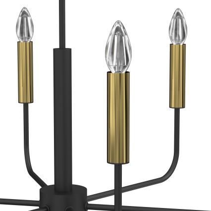 Lámpara colgante AKASYA 6xE14/15W/230V negro/dorado