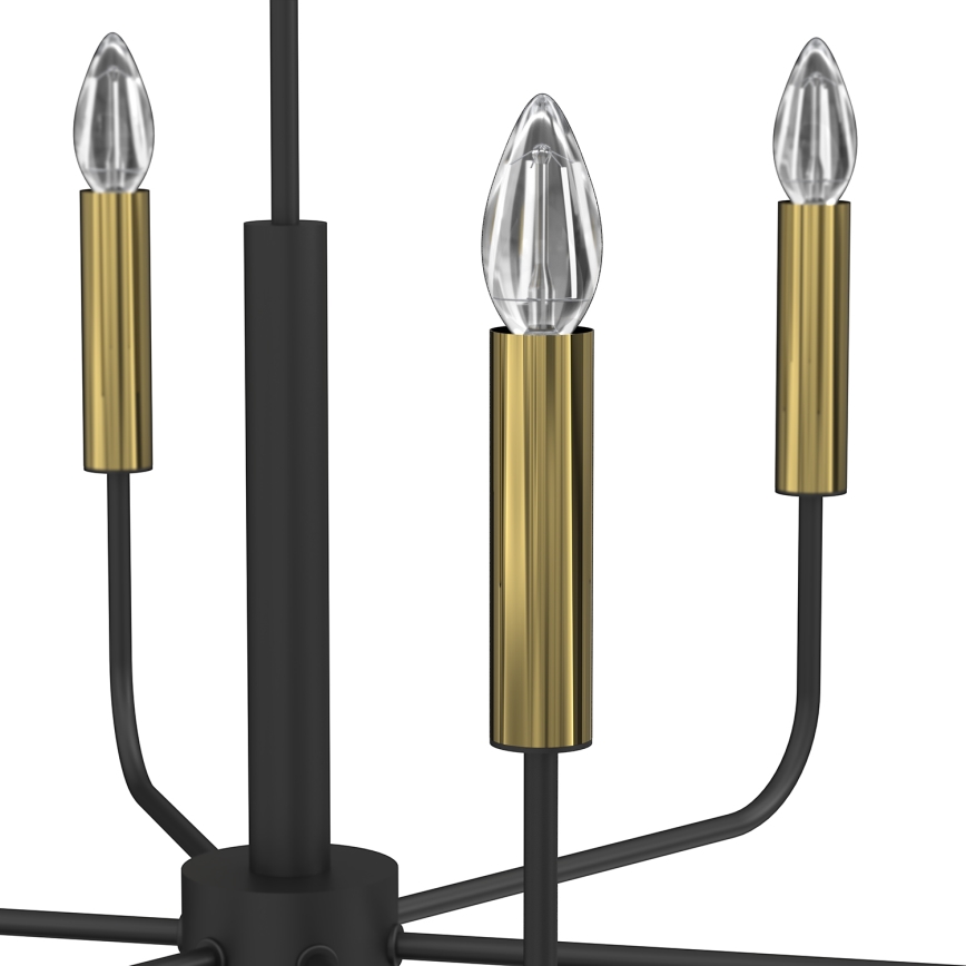 Lámpara colgante AKASYA 6xE14/15W/230V negro/dorado