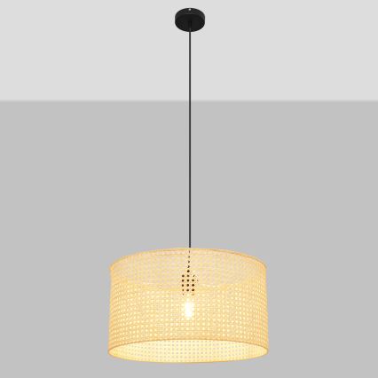 Lámpara colgante ALBA 1xE27/15W/230V diá. 45 cm ratán/negro