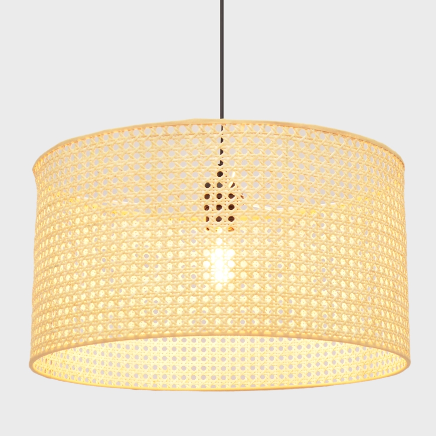 Lámpara colgante ALBA 1xE27/15W/230V diá. 45 cm ratán/negro