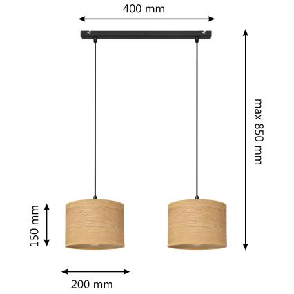 Lámpara colgante ALBA 2xE27/15W/230V marrón/negro