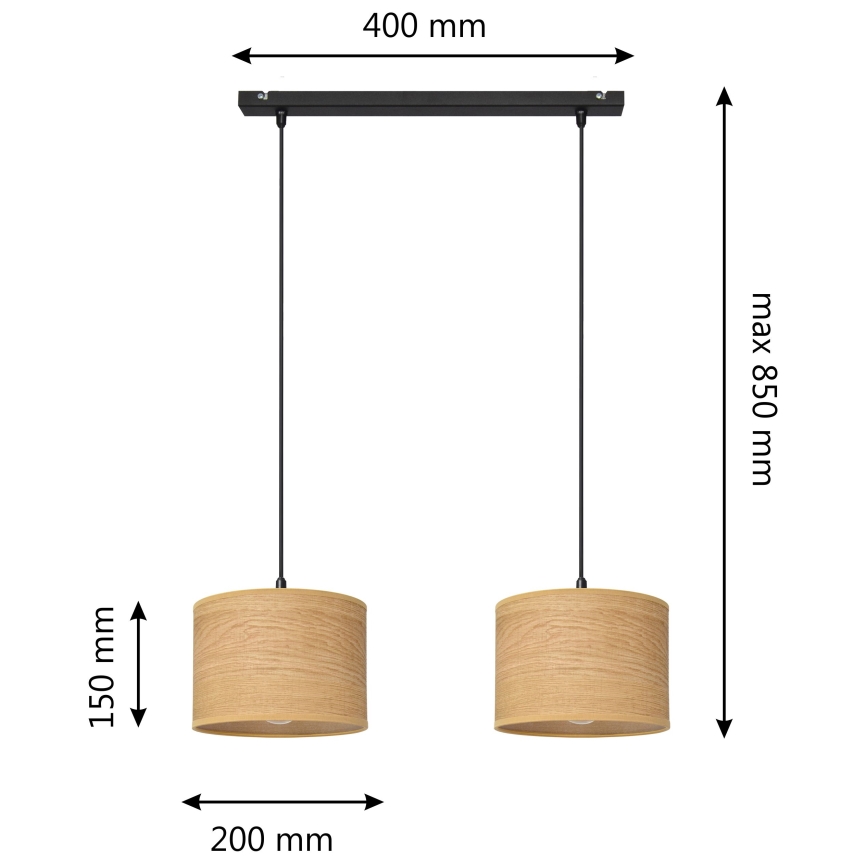 Lámpara colgante ALBA 2xE27/15W/230V marrón/negro