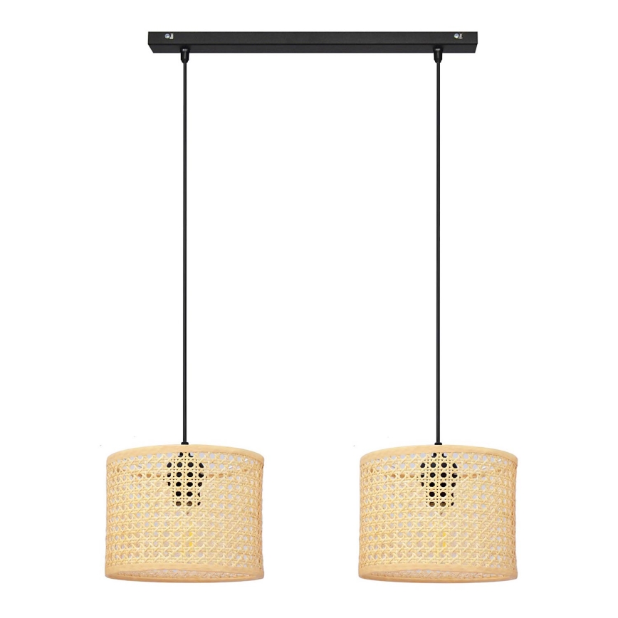 Lámpara colgante ALBA 2xE27/15W/230V ratán/negro