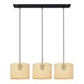 Lámpara colgante ALBA 3xE27/15W/230V ratán/negro