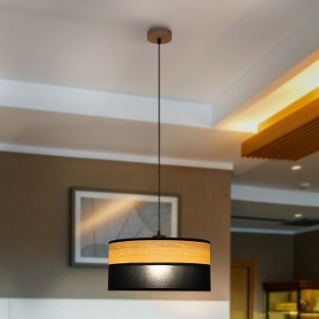 Lámpara colgante ALBA con cable 1xE27/15W/230V Ø 40 cm negro/marrón