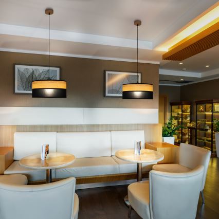 Lámpara colgante ALBA con cable 1xE27/15W/230V Ø 40 cm negro/marrón