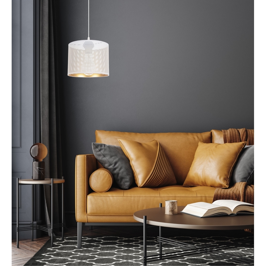 Lámpara colgante ALDO 1xE27/60W/230V diá. 20 cm blanco