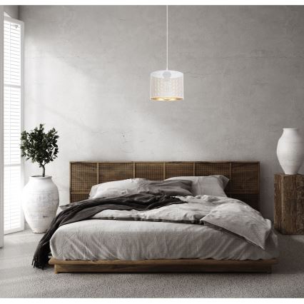 Lámpara colgante ALDO 1xE27/60W/230V diá. 20 cm blanco