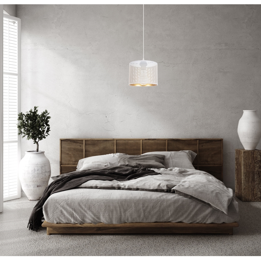 Lámpara colgante ALDO 1xE27/60W/230V diá. 20 cm blanco