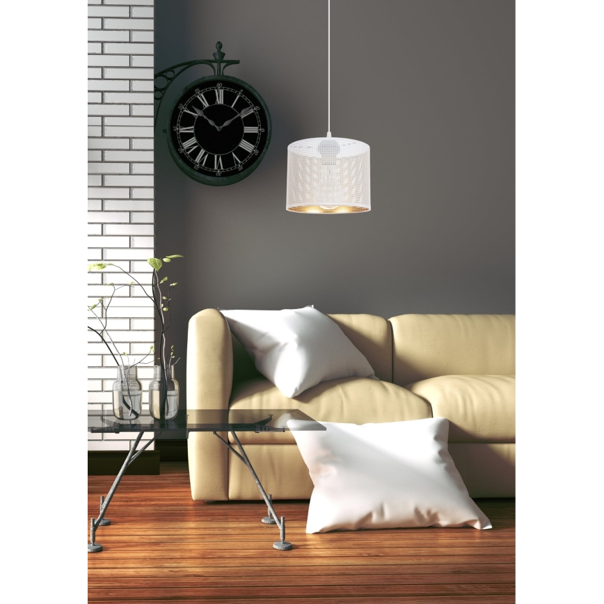 Lámpara colgante ALDO 1xE27/60W/230V diá. 20 cm blanco