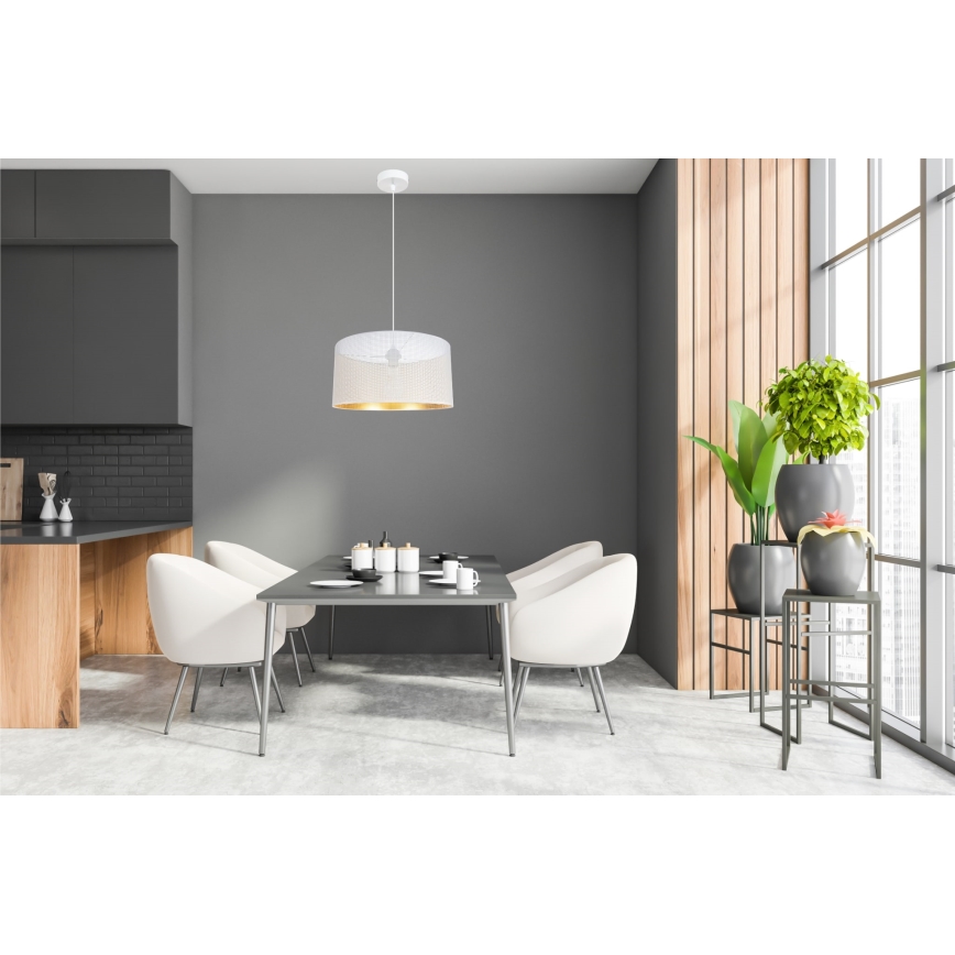 Lámpara colgante ALDO 1xE27/60W/230V diá. 40 cm blanco