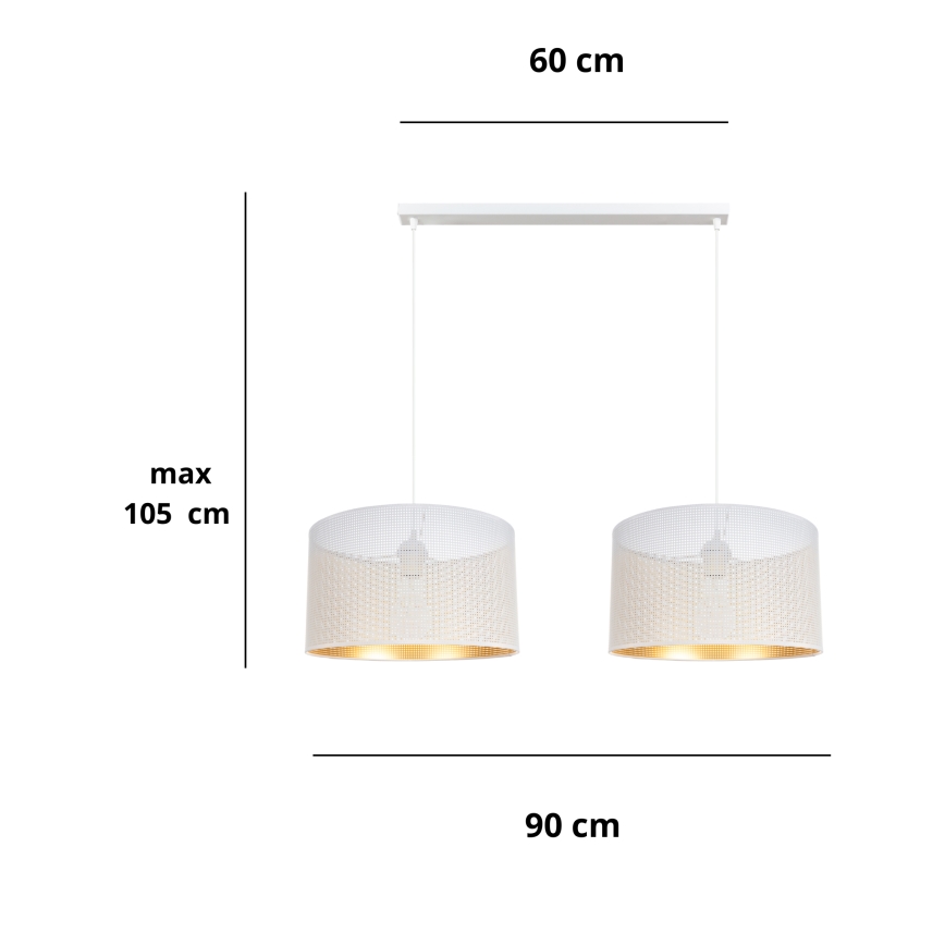 Lámpara colgante ALDO 2xE27/60W/230V blanco