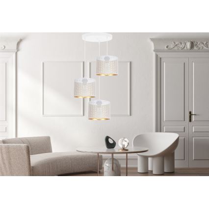 Lámpara colgante ALDO 3xE27/60W/230V diá. 45 cm blanco
