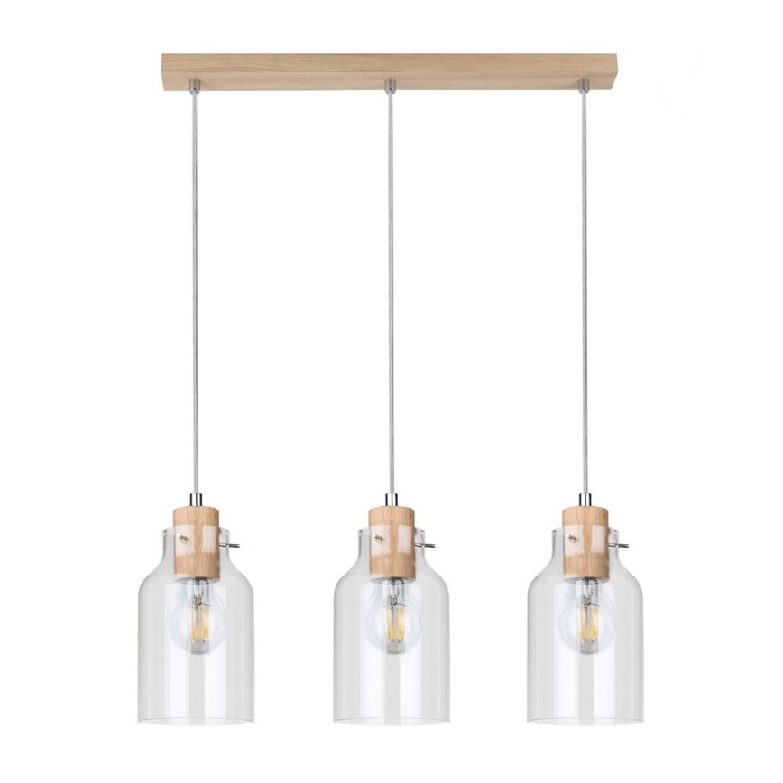 Lámpara colgante ALESSANDRO 3xE27/60W/230V roble