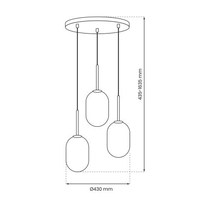 Lámpara colgante ALIAS 3xE14/40W/230V negro/gris