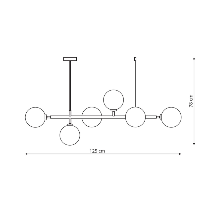 Lámpara colgante ALISA 6xE14/40W/230V negra