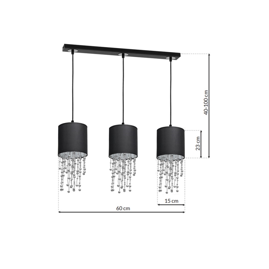 Lámpara colgante ALMERIA 3xE27/60W/230V