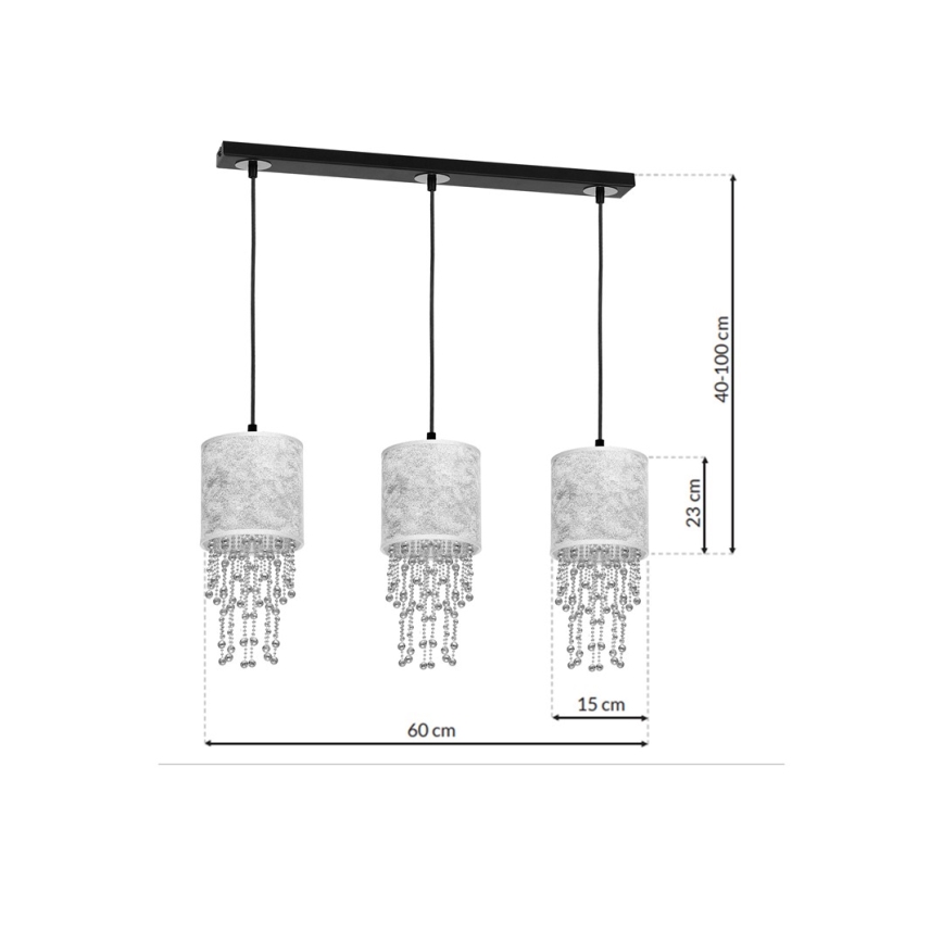 Lámpara colgante ALMERIA 3xE27/60W/230V