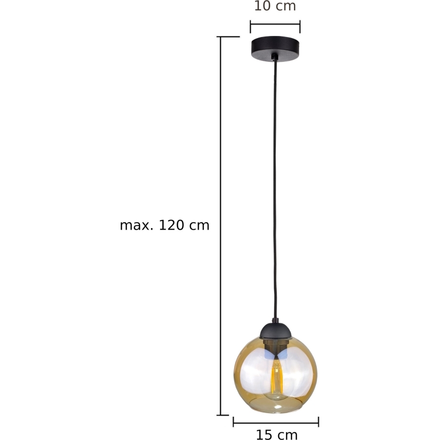 Lámpara colgante AMBRE BLACK 1xE27/60W/230V