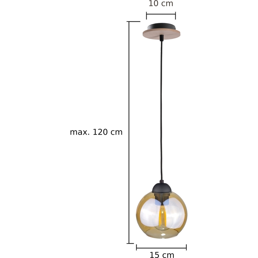Lámpara colgante AMBRE WOOD 1xE27/60W/230V