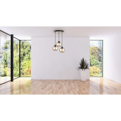 Lámpara colgante AMBRE WOOD 3xE27/60W/230V diá. 30 cm