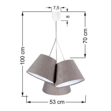 Lámpara colgante AMBROSIA 3xE27/60W/230V