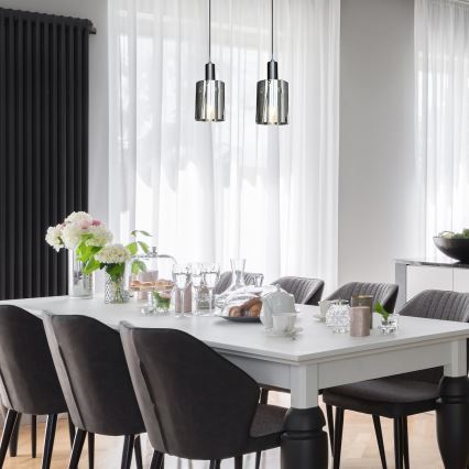 Lámpara colgante ARCADIA 1xE27/60W/230V diá. 13 cm negro/ahumado