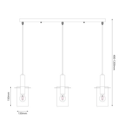 Lámpara colgante ARCADIA 3xE27/60W/230V negro/ahumado