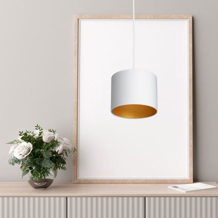 Lámpara colgante con cable ARDEN 1xE27/60W/230V diámetro 18 cm blanco/dorado