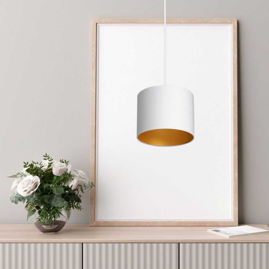 Lámpara colgante con cable ARDEN 1xE27/60W/230V diámetro 18 cm blanco/dorado