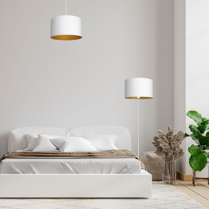 Lámpara colgante con cable ARDEN 1xE27/60W/230V Ø 40 cm blanco/dorado