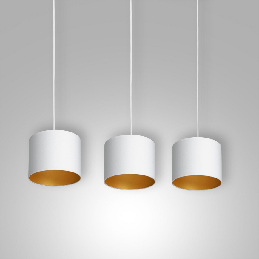 Lámpara colgante con cable ARDEN 3xE27/60W/230V blanco/dorado