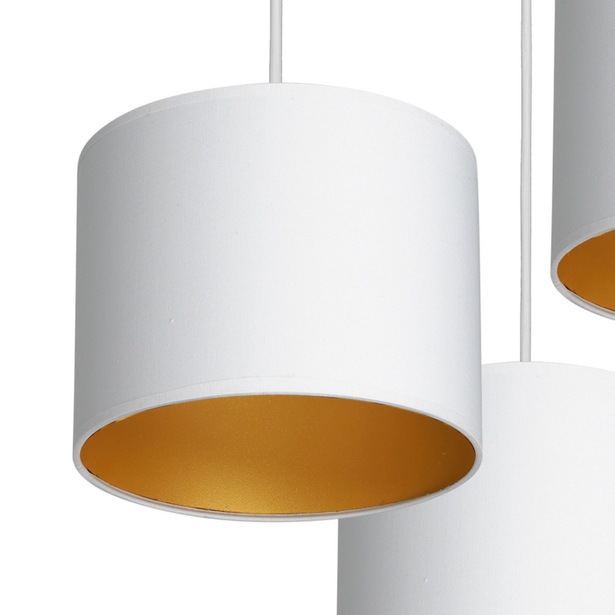 Lámpara colgante con cable ARDEN 3xE27/60W/230V blanco/dorado