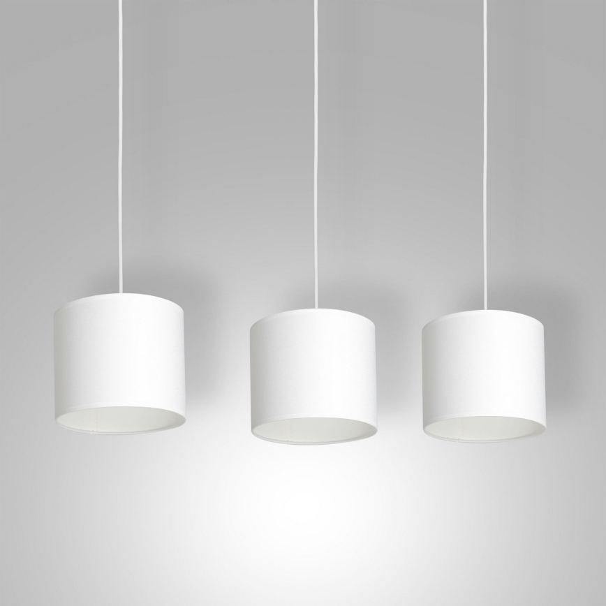 Lámpara colgante con cable ARDEN 3xE27/60W/230V blanca