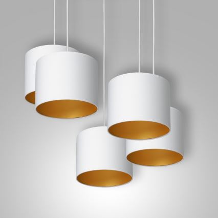 Lámpara colgante con cable ARDEN 5xE27/60W/230V blanco/dorado