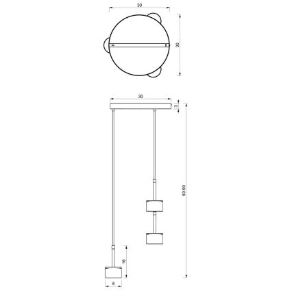 Lámpara colgante ARENA 3xGX53/11W/230V negro/dorado