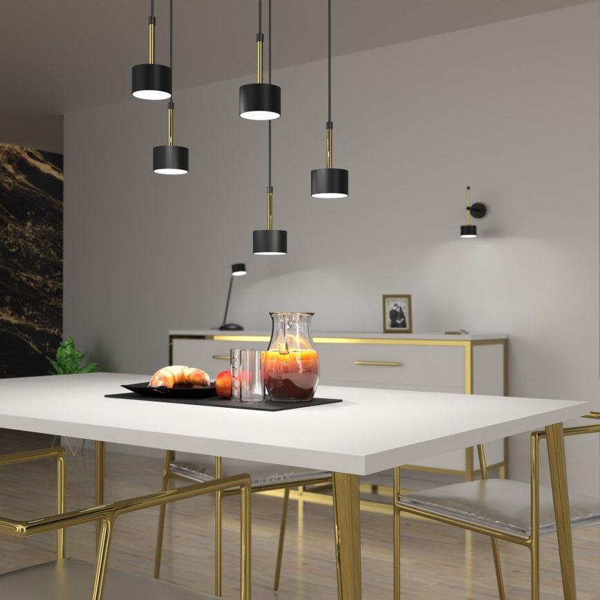 Lámpara colgante ARENA 5xGX53/11W/230V negro/dorado