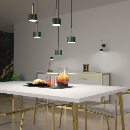 Lámpara colgante ARENA 5xGX53/11W/230V verde/dorado