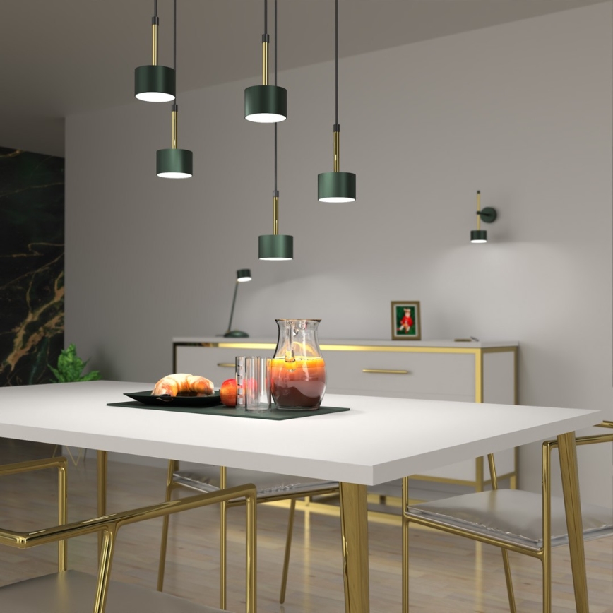 Lámpara colgante ARENA 5xGX53/11W/230V verde/dorado