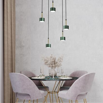 Lámpara colgante ARENA 5xGX53/11W/230V verde/dorado