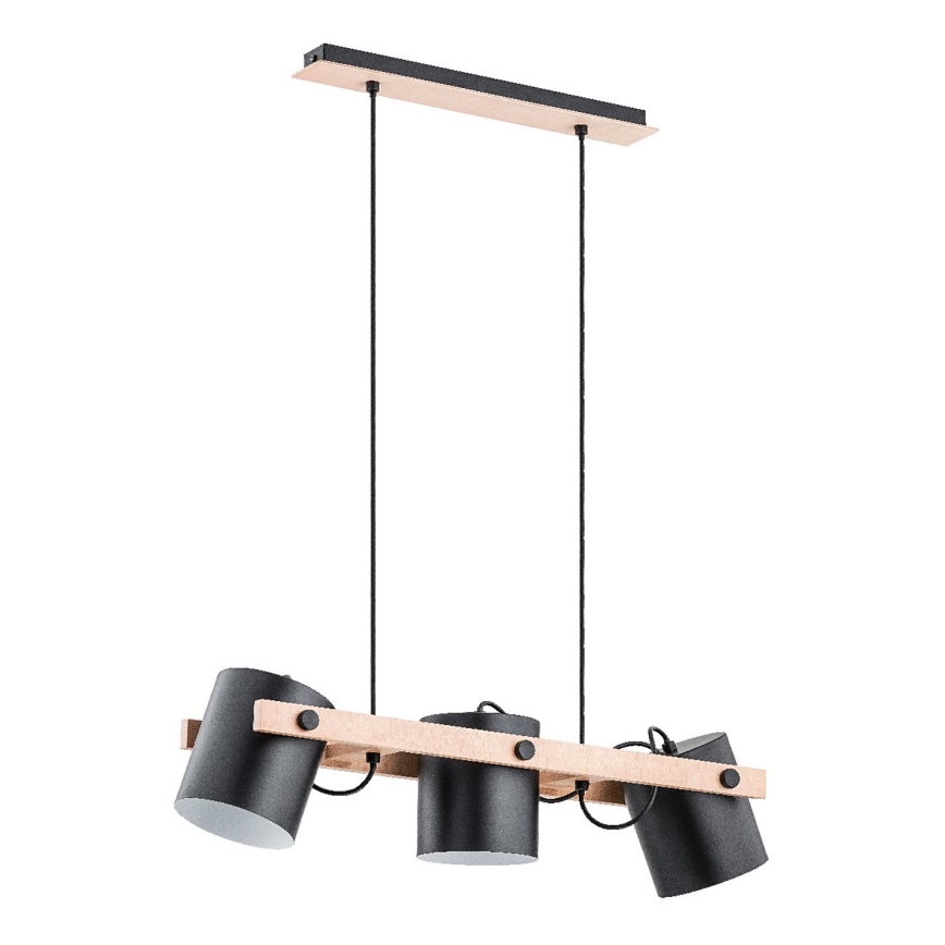 Lámpara colgante ARI 3xE27/15W/230V negro/beige