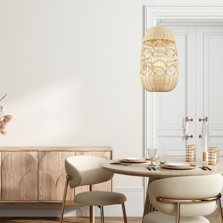 Lámpara colgante ARONA 1xG9/9W/230V diá. 40 cm ratán/beige