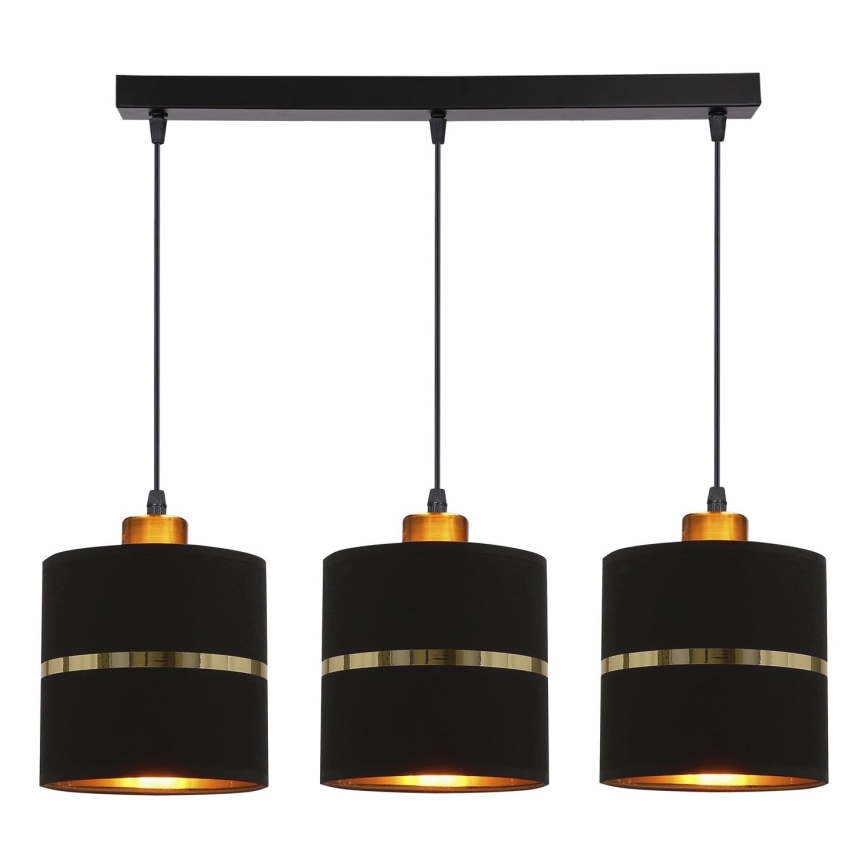 Lámpara colgante ASSAM 3xE27/60W/230V negro