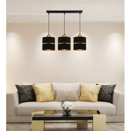Lámpara colgante ASSAM 3xE27/60W/230V negro